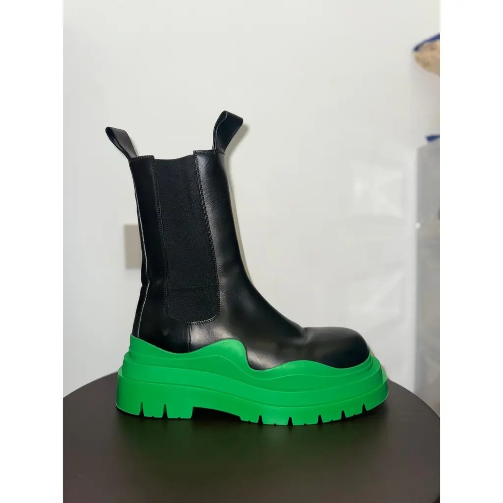 Bottega Veneta Black and Green Tire Boots Sz 43/ US 10 - Picture 8 of 11